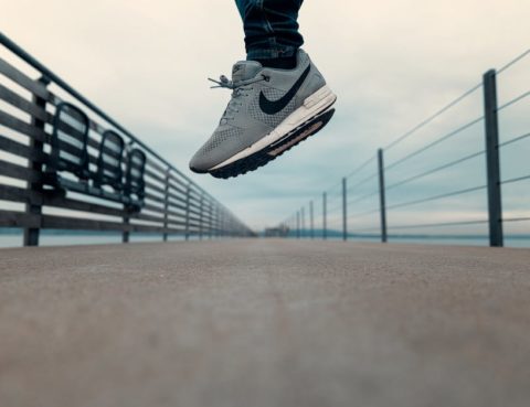 running shoe jumping
