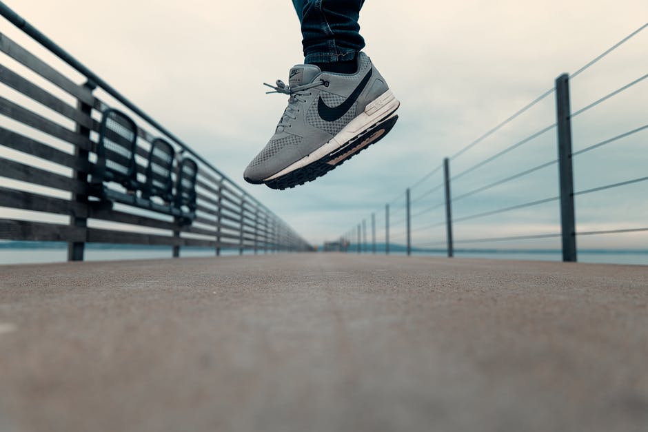 running shoe jumping